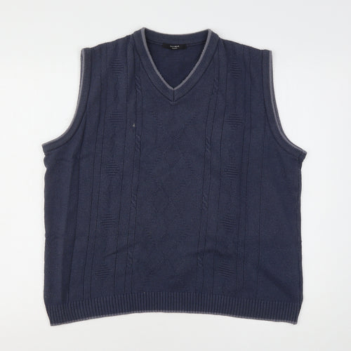 Dunnes Stores Mens Blue V-Neck  Acrylic Vest Jumper Size M