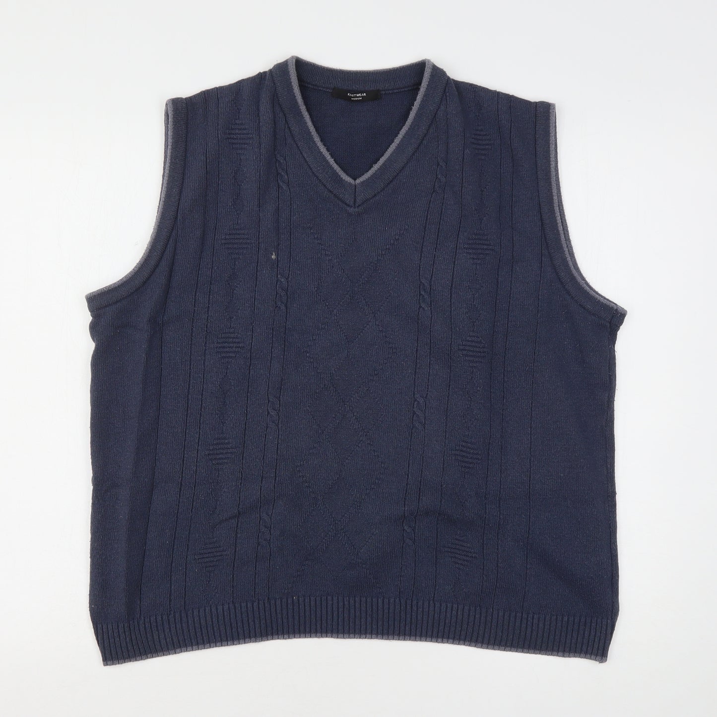 Dunnes Stores Mens Blue V-Neck  Acrylic Vest Jumper Size M