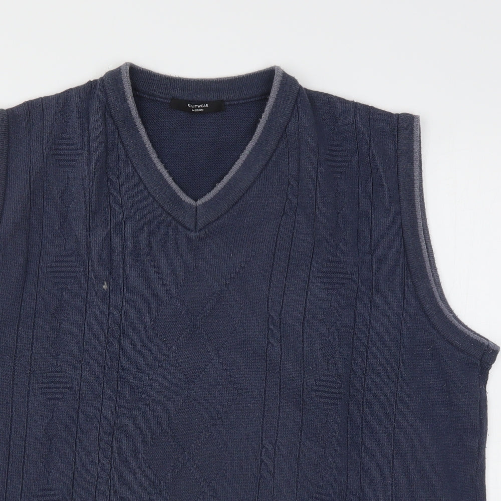 Dunnes Stores Mens Blue V-Neck  Acrylic Vest Jumper Size M