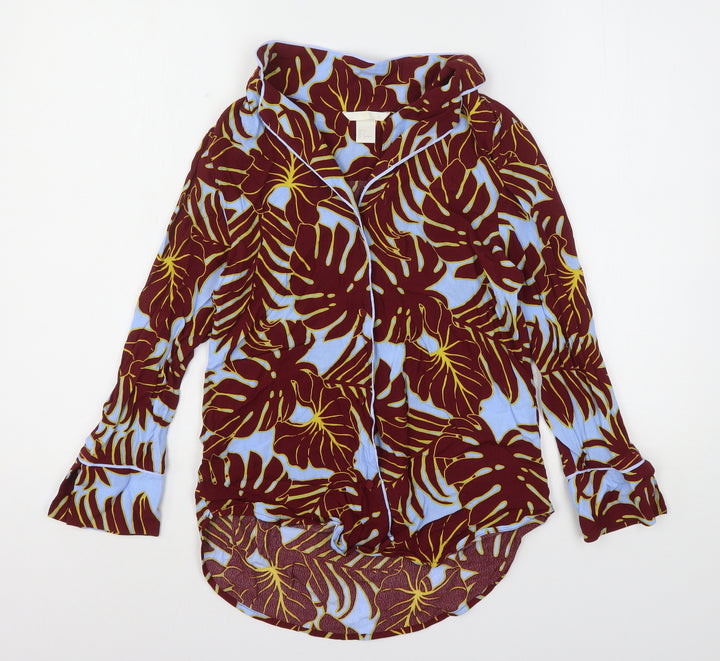 H&M Womens Multicoloured Floral Viscose Basic Button-Up Size 6 Collared
