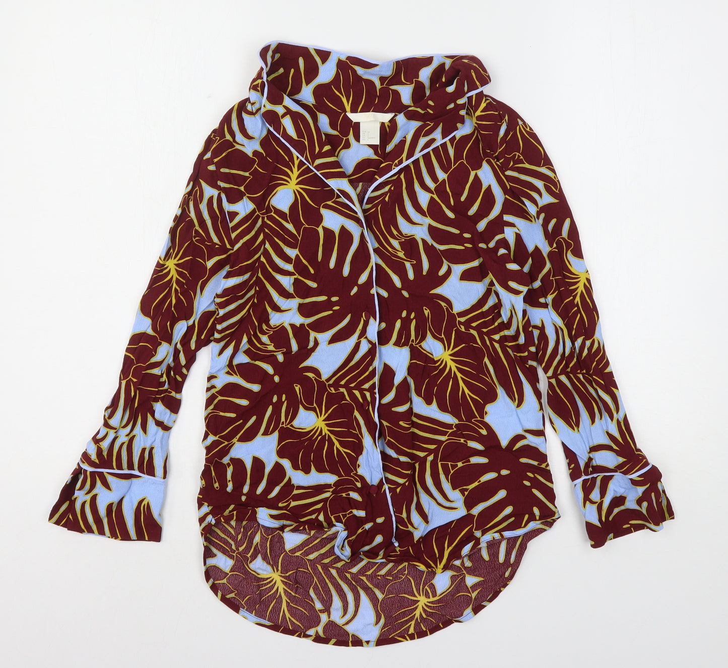 H&M Womens Multicoloured Floral Viscose Basic Button-Up Size 6 Collared