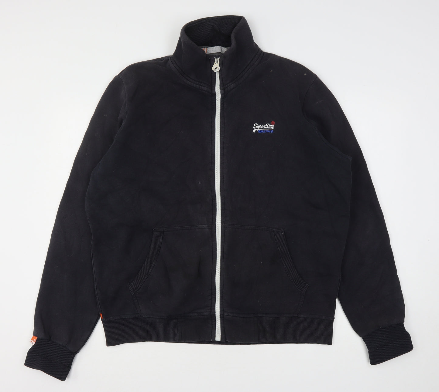 Superdry Mens Black  Cotton Full Zip Sweatshirt Size 2XL