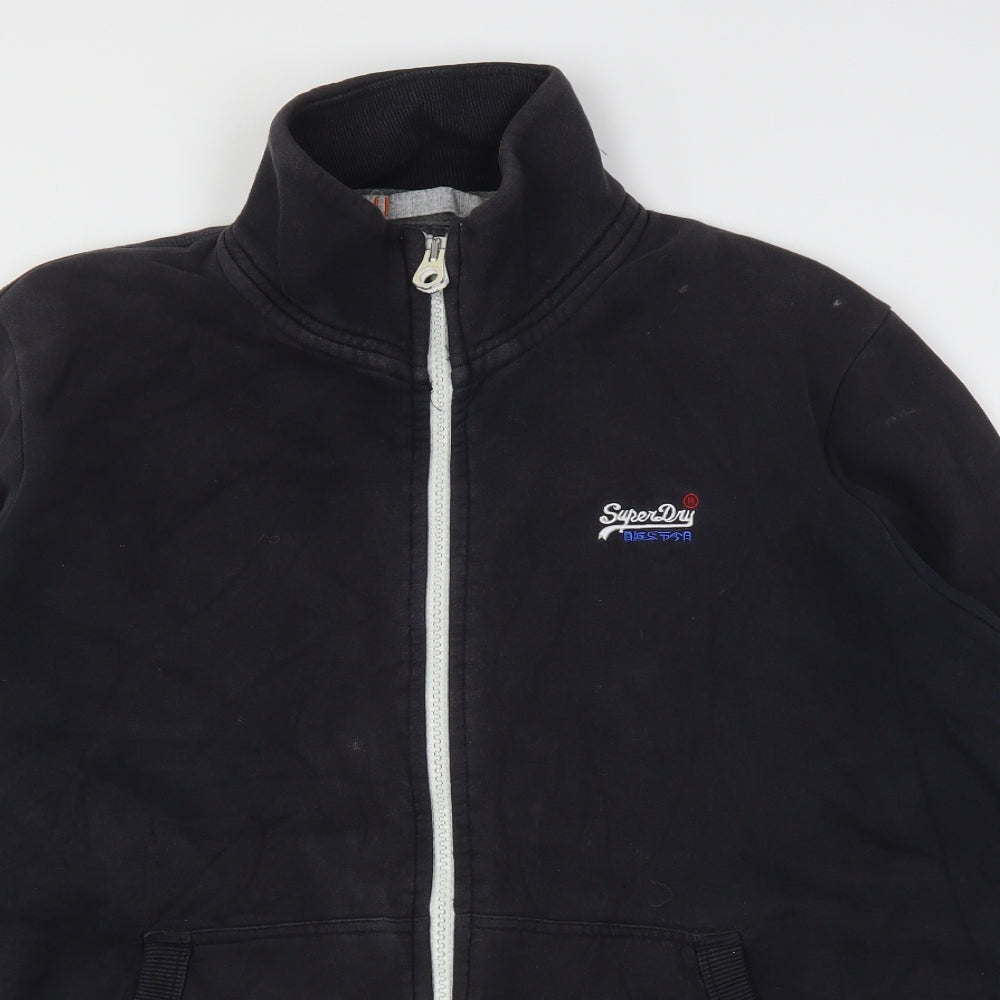 Superdry Mens Black  Cotton Full Zip Sweatshirt Size 2XL