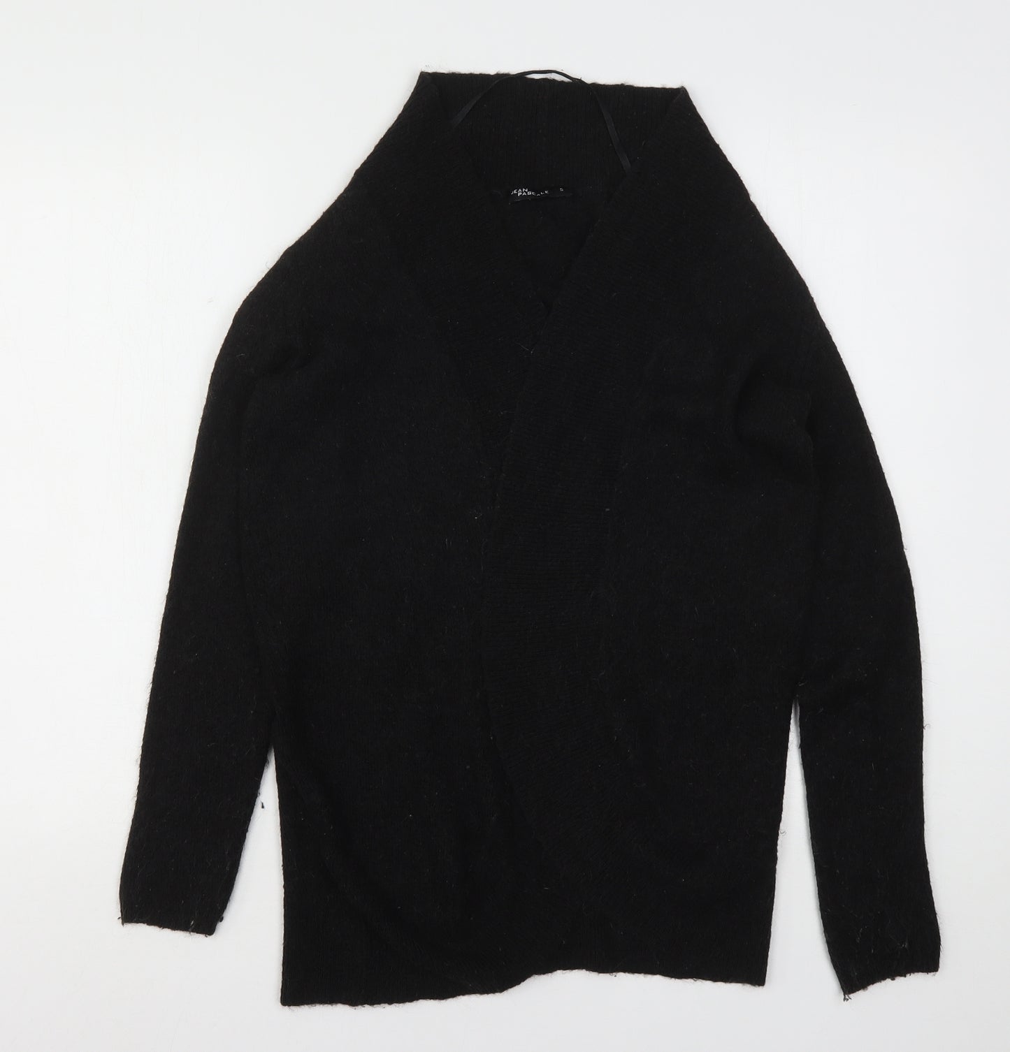 Jean Pascale Womens Black V-Neck  Acrylic Cardigan Jumper Size S