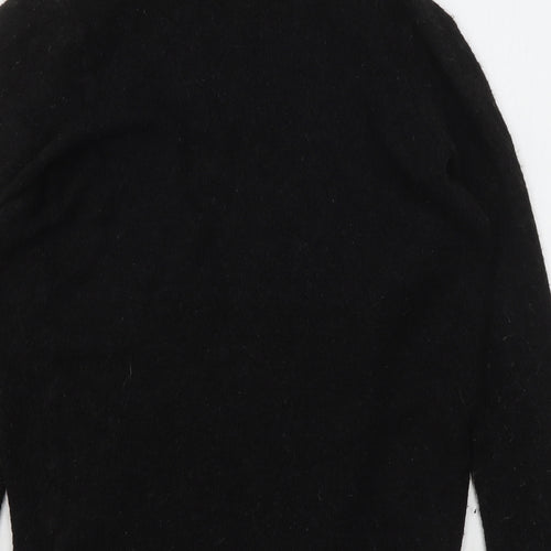Jean Pascale Womens Black V-Neck  Acrylic Cardigan Jumper Size S