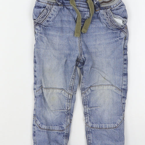 Mothercare Boys Blue  Cotton Capri Jeans Size 12-18 Months  Drawstring
