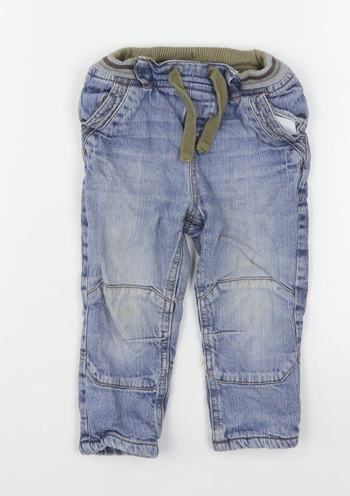 Mothercare Boys Blue  Cotton Capri Jeans Size 12-18 Months  Drawstring