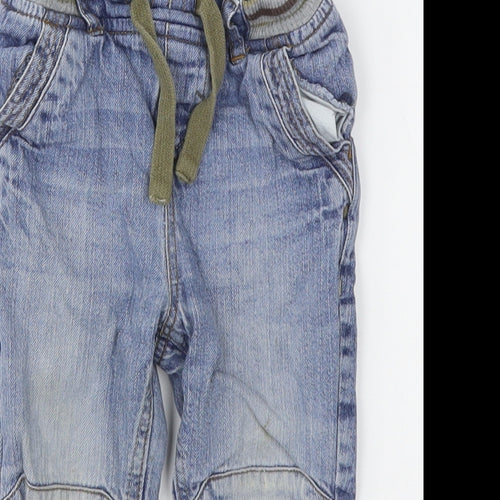 Mothercare Boys Blue  Cotton Capri Jeans Size 12-18 Months  Drawstring
