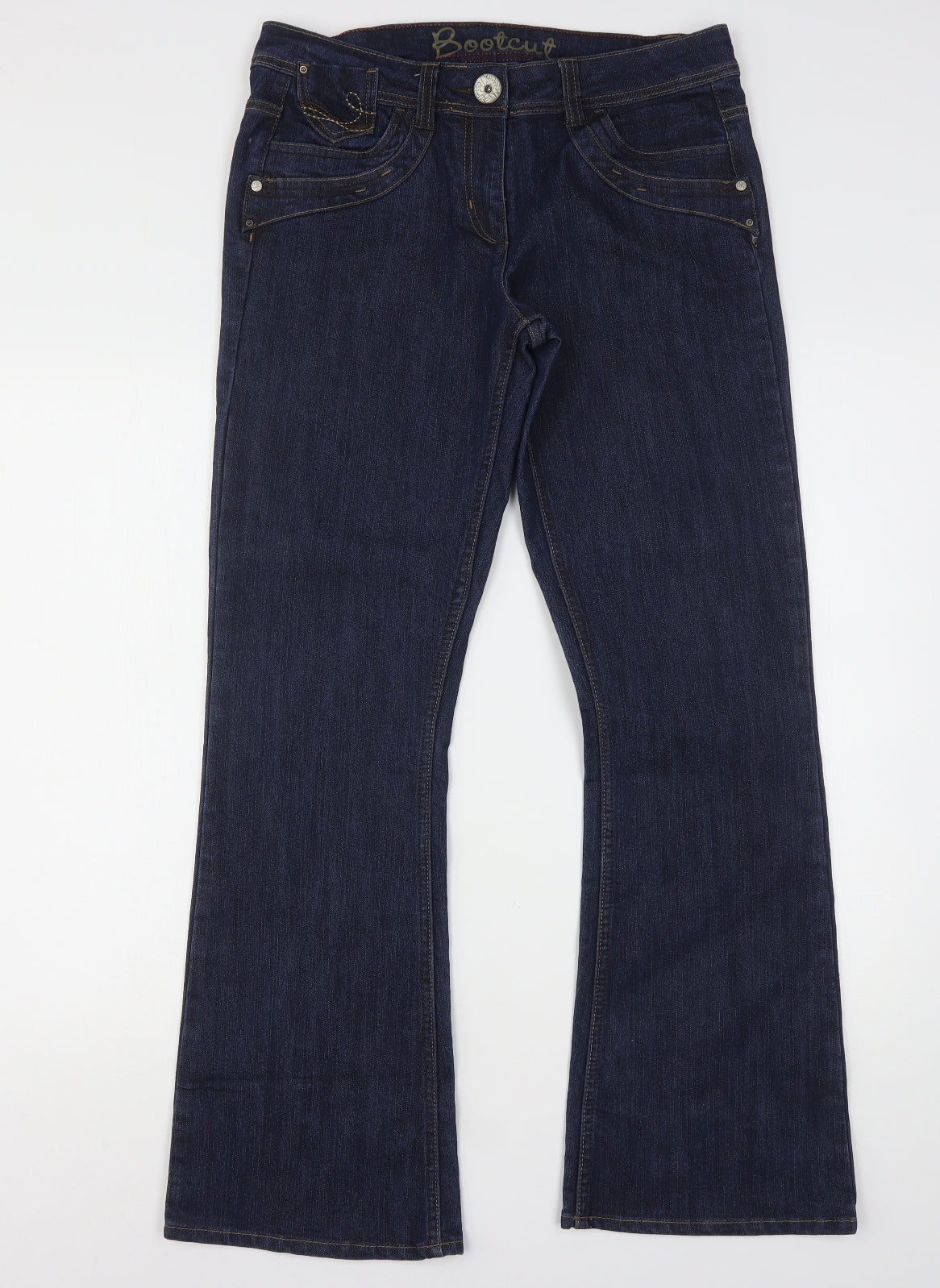 George Womens Blue  Cotton Bootcut Jeans Size 12 L30 in Regular
