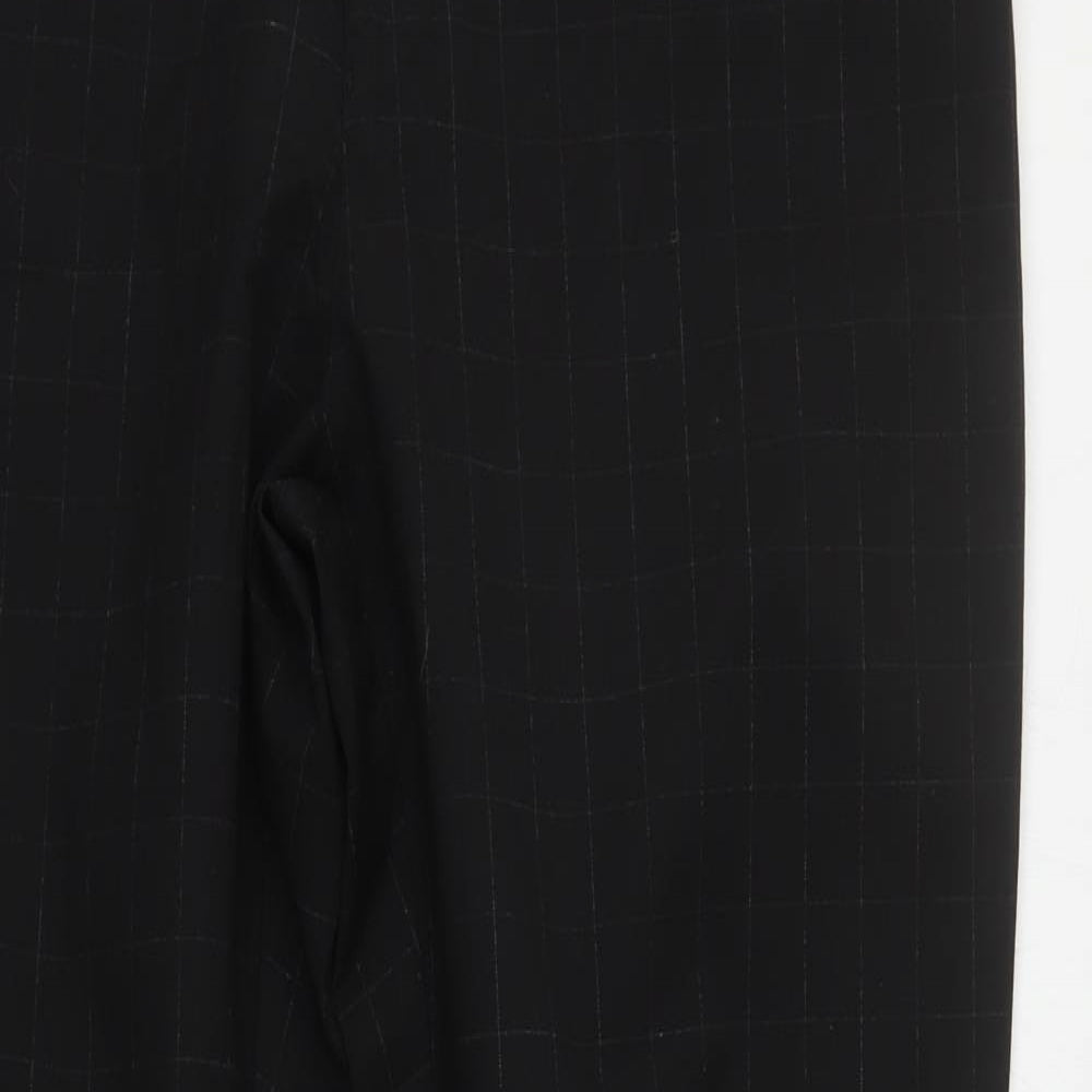 Burton  Mens Black Check Cotton Trousers  Size 34 L33 in Regular Hook & Eye