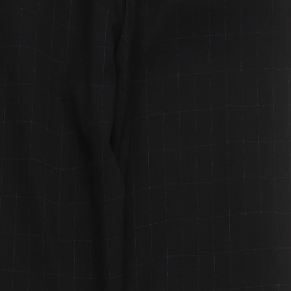 Burton  Mens Black Check Cotton Trousers  Size 34 L33 in Regular Hook & Eye