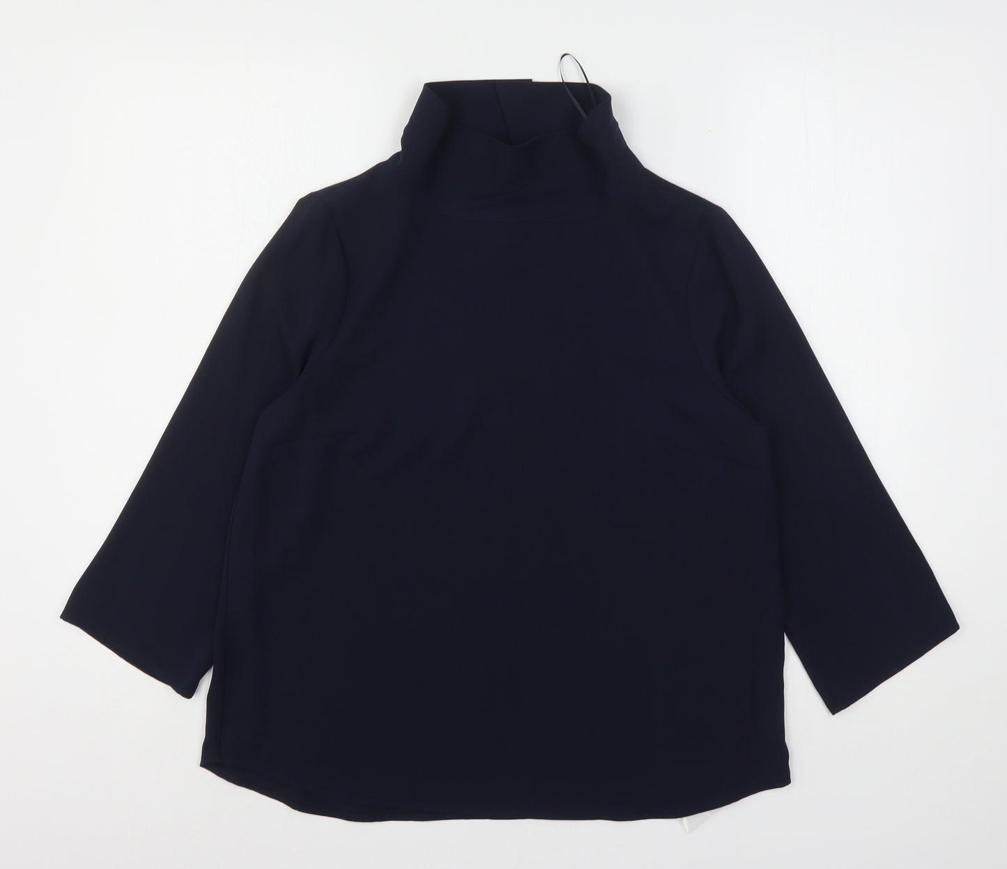 Dunnes Stores Womens Blue  Polyester Basic Blouse Size S High Neck
