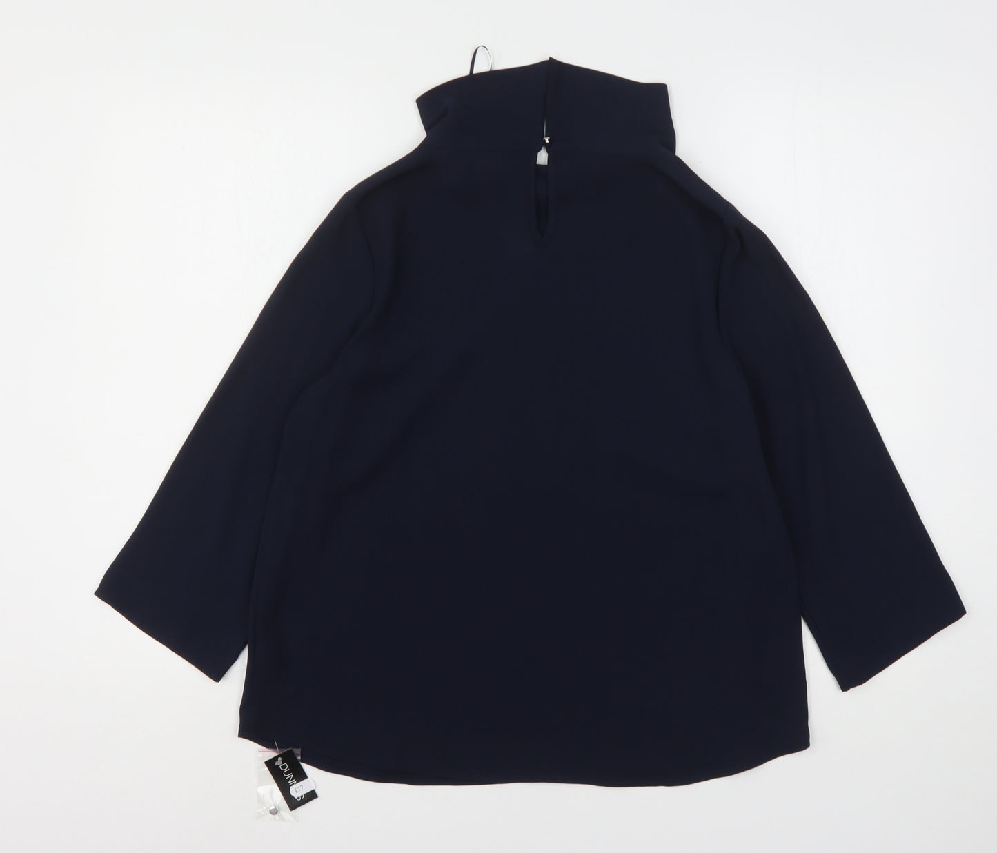 Dunnes Stores Womens Blue  Polyester Basic Blouse Size S High Neck