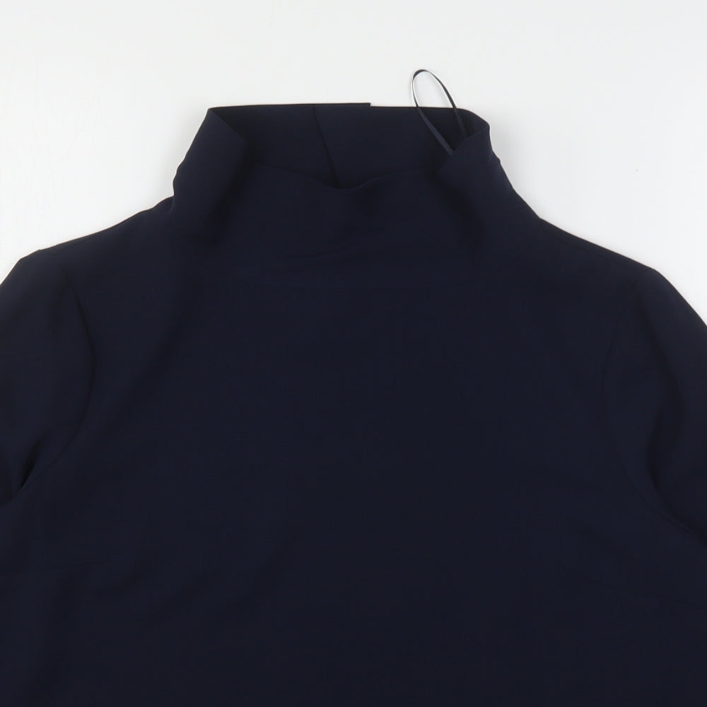 Dunnes Stores Womens Blue  Polyester Basic Blouse Size S High Neck