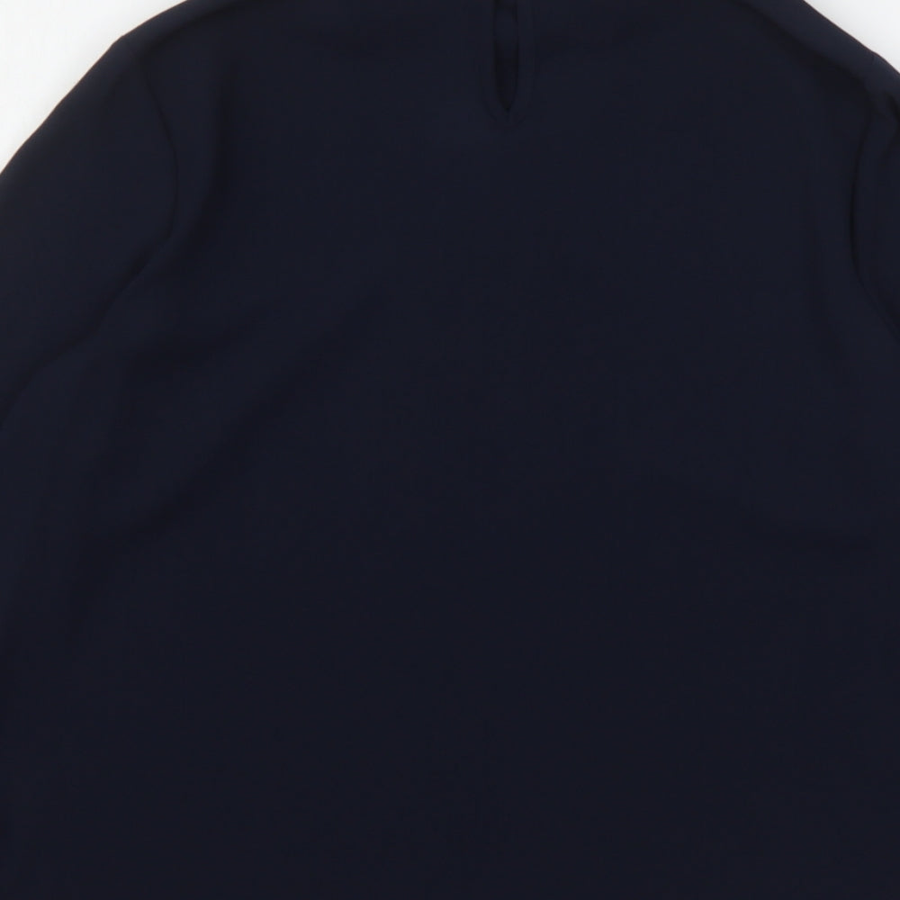 Dunnes Stores Womens Blue  Polyester Basic Blouse Size S High Neck