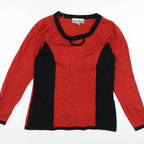 Marble Womens Orange Round Neck  Viscose Pullover Jumper Size S