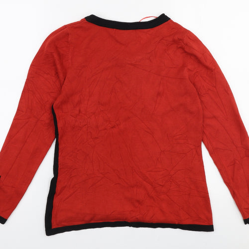 Marble Womens Orange Round Neck  Viscose Pullover Jumper Size S