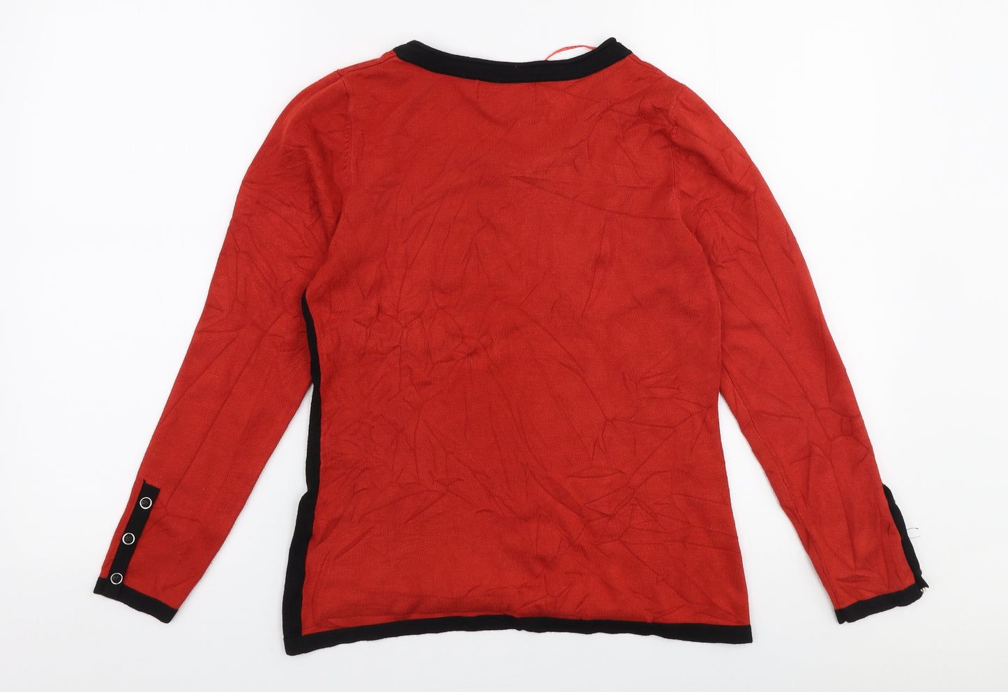 Marble Womens Orange Round Neck  Viscose Pullover Jumper Size S