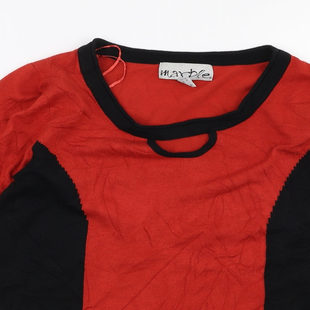 Marble Womens Orange Round Neck  Viscose Pullover Jumper Size S
