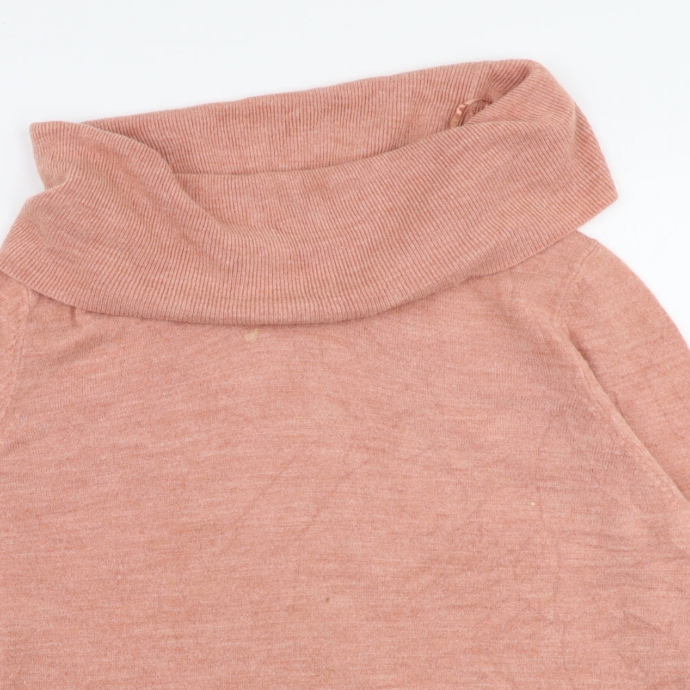 Marks and Spencer Womens Pink Roll Neck  Acrylic Pullover Jumper Size 14