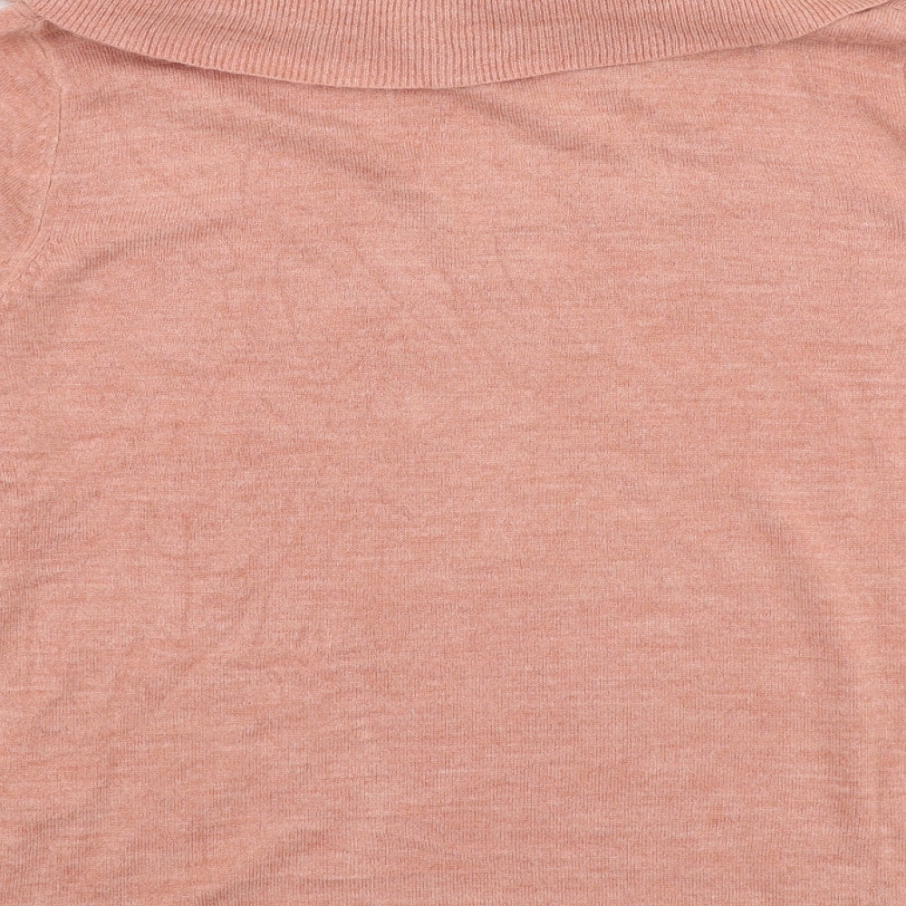 Marks and Spencer Womens Pink Roll Neck  Acrylic Pullover Jumper Size 14