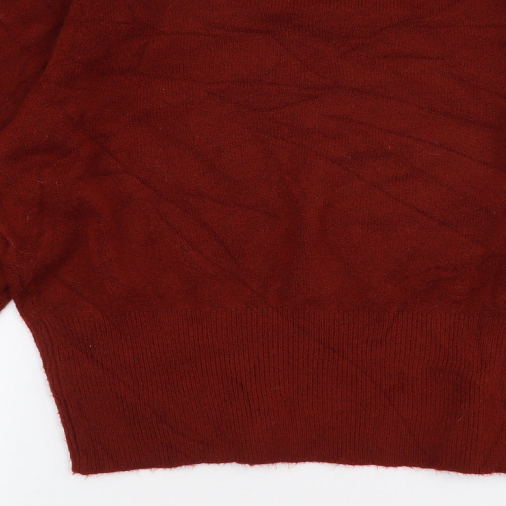 Zara Womens Orange Round Neck  Polyester Pullover Jumper Size XL   - Balloon sleeves