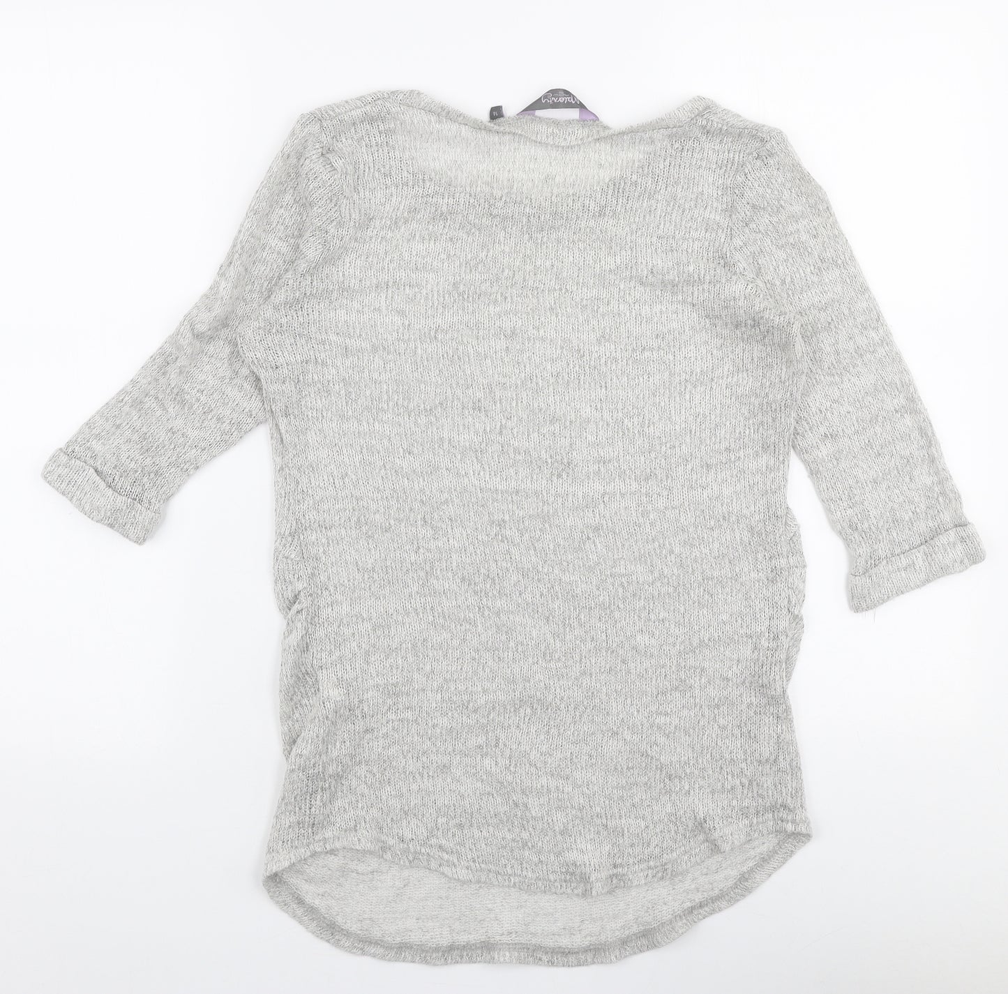 New Look Womens Grey Round Neck  Acrylic Pullover Jumper Size 14