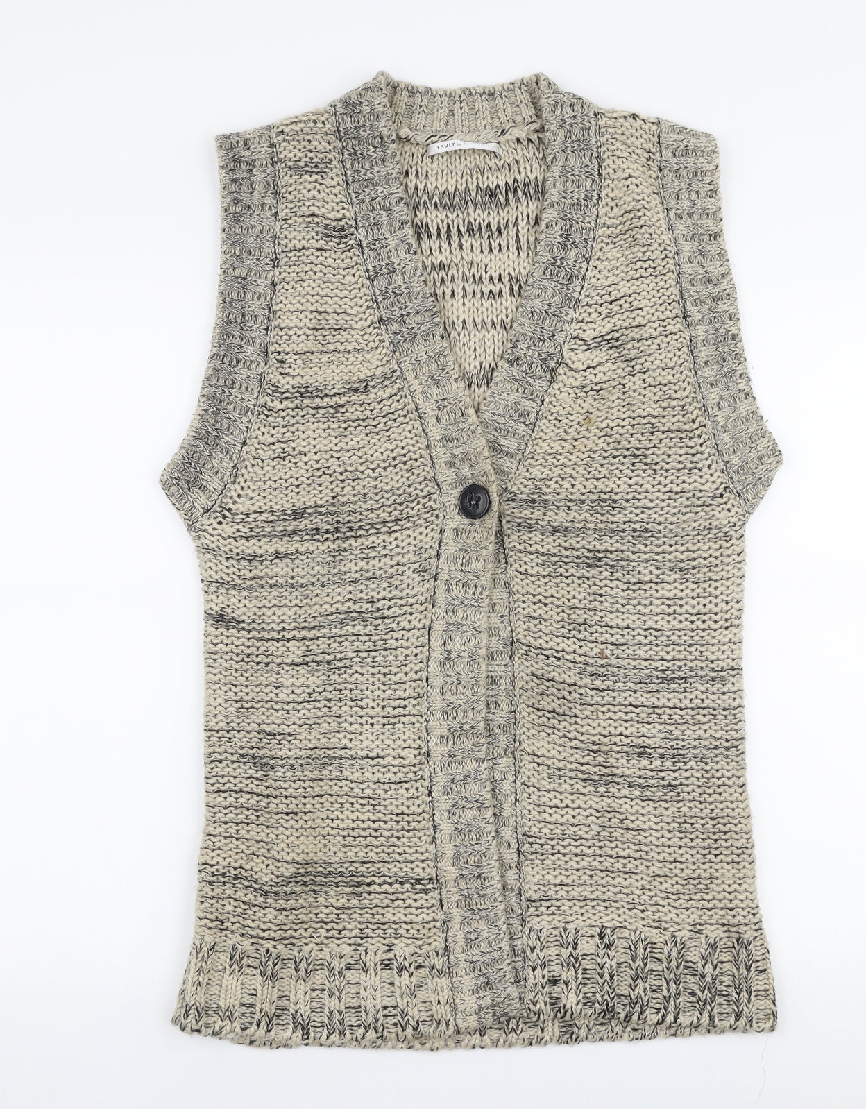 Part Two Womens Beige V-Neck  Acrylic Cardigan Jumper Size S