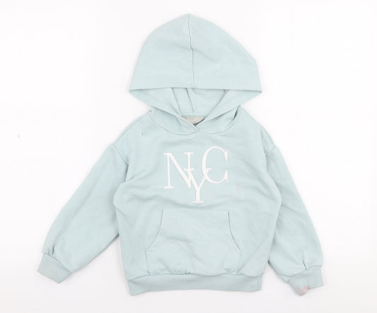 Matalan Girls Blue  Polyester Pullover Hoodie Size 4 Years  Pullover - NYC