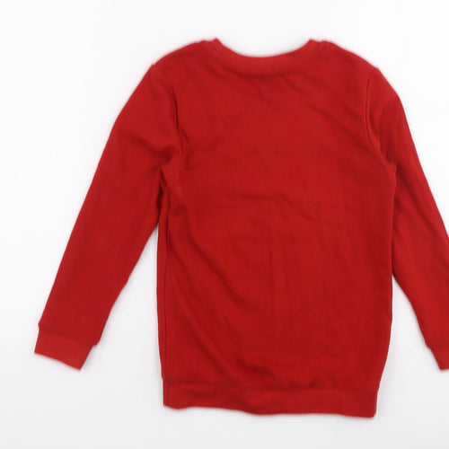 TU Boys Red  Cotton Pullover Sweatshirt Size 7 Years  Pullover - Christmas Reindeer