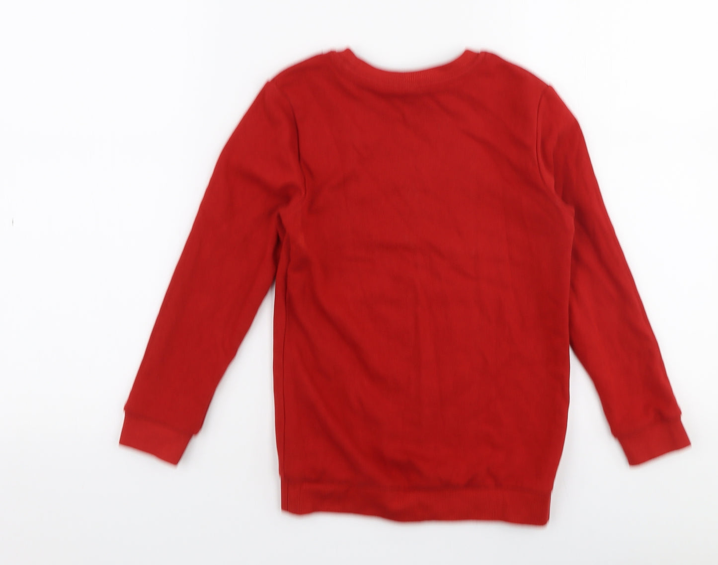 TU Boys Red  Cotton Pullover Sweatshirt Size 7 Years  Pullover - Christmas Reindeer