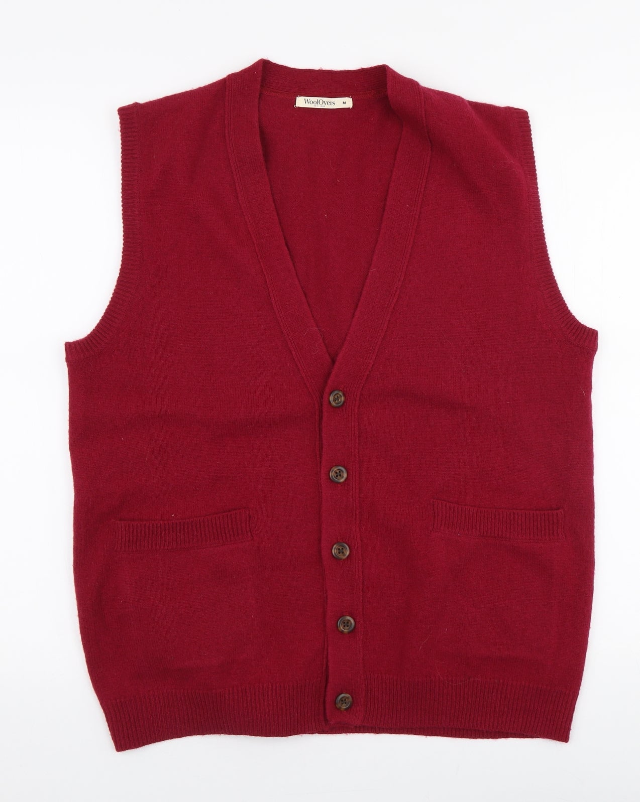 Wool Overs Womens Pink V-Neck  Wool Vest Jumper Size M