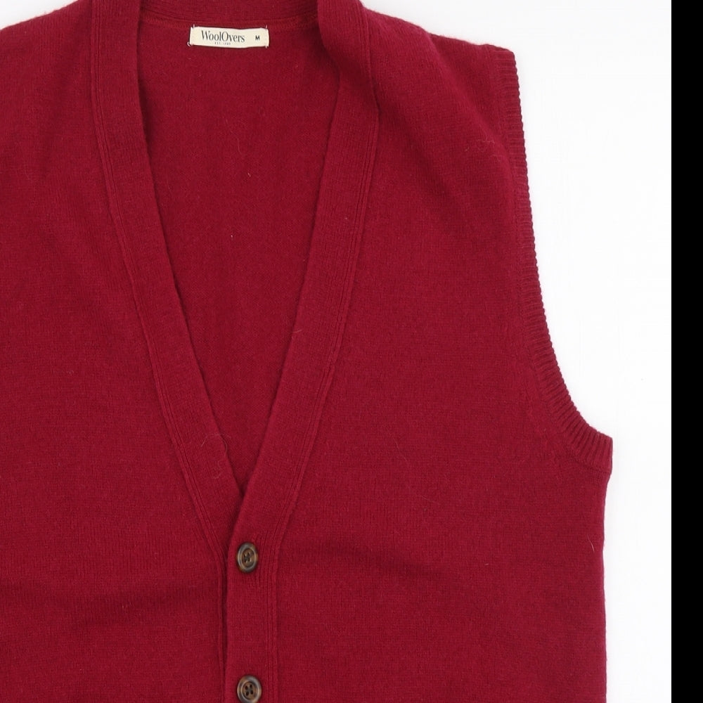 Wool Overs Womens Pink V-Neck  Wool Vest Jumper Size M