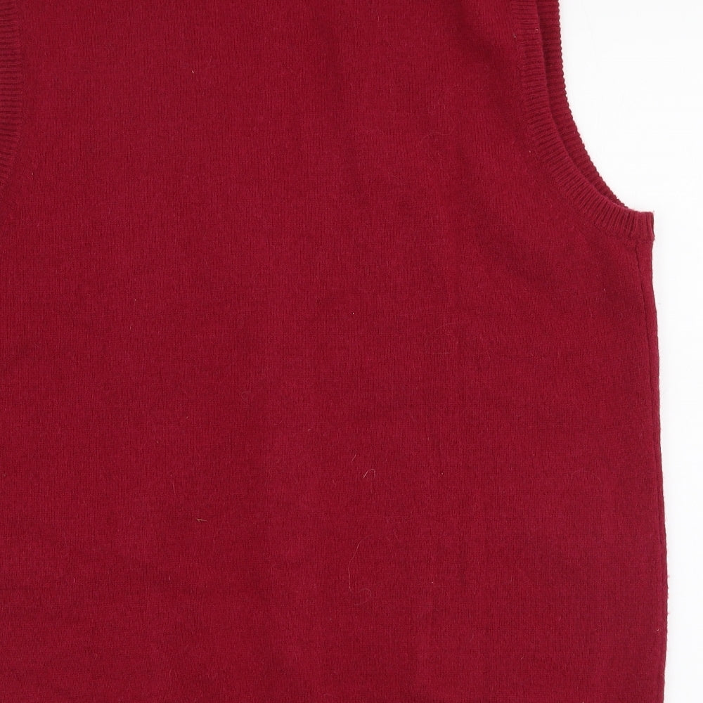 Wool Overs Womens Pink V-Neck  Wool Vest Jumper Size M