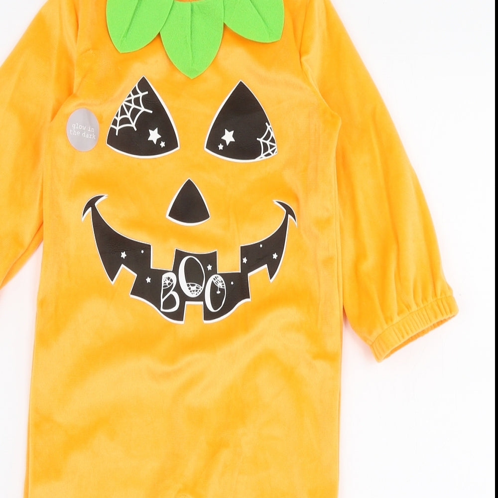 F&F Baby Orange  Polyester Babygrow One-Piece Size 24 Months  Pullover - Halloween Pumpkin