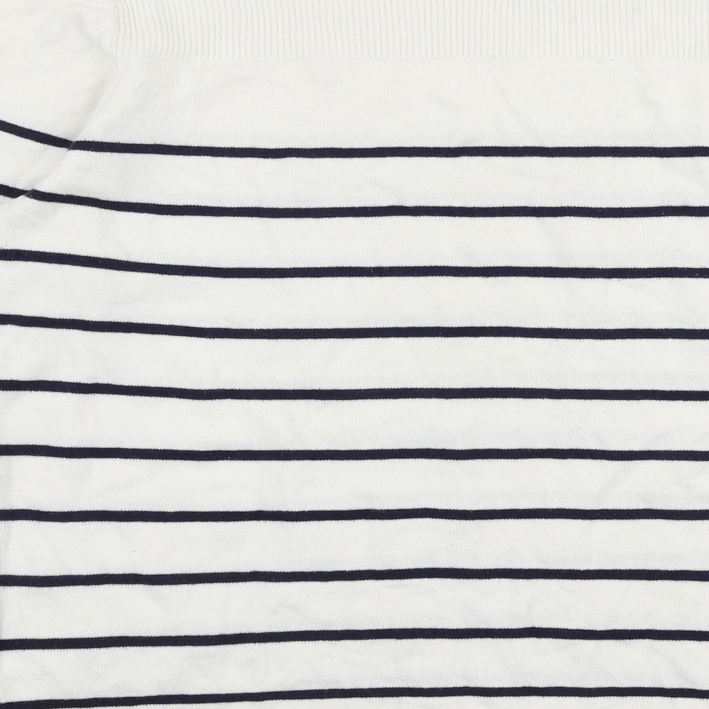 Gap Womens White Boat Neck Striped 100% Cotton Pullover Jumper Size M