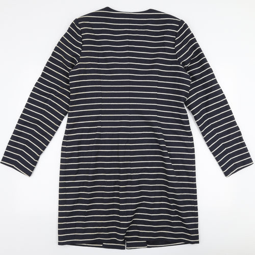 Kew 159 Womens Blue Striped  Overcoat Coat Size 14  Button