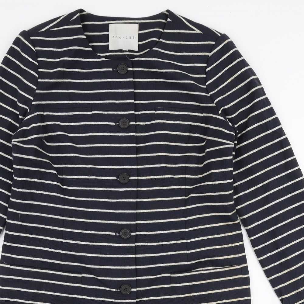 Kew 159 Womens Blue Striped  Overcoat Coat Size 14  Button