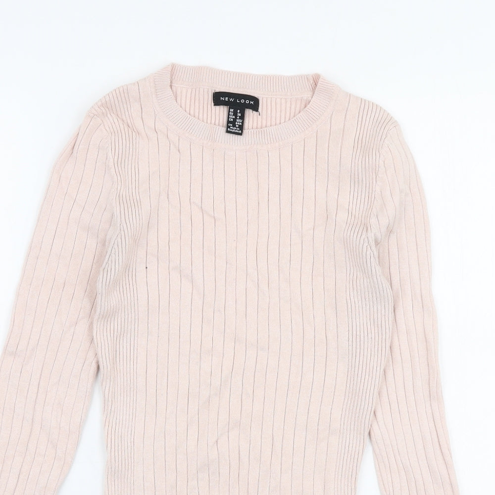 New Look Womens Pink Round Neck  Viscose Pullover Jumper Size 8