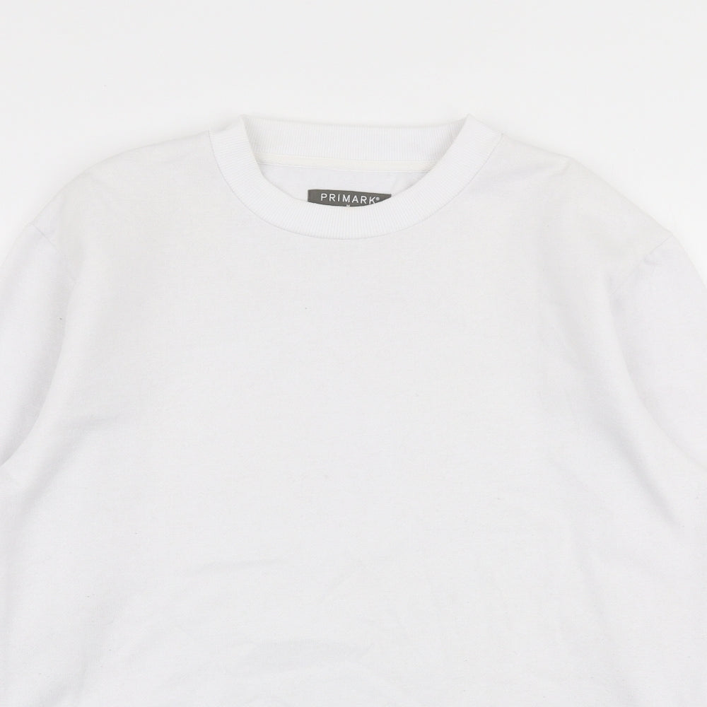 Primark Mens White  Polyester Pullover Sweatshirt Size M