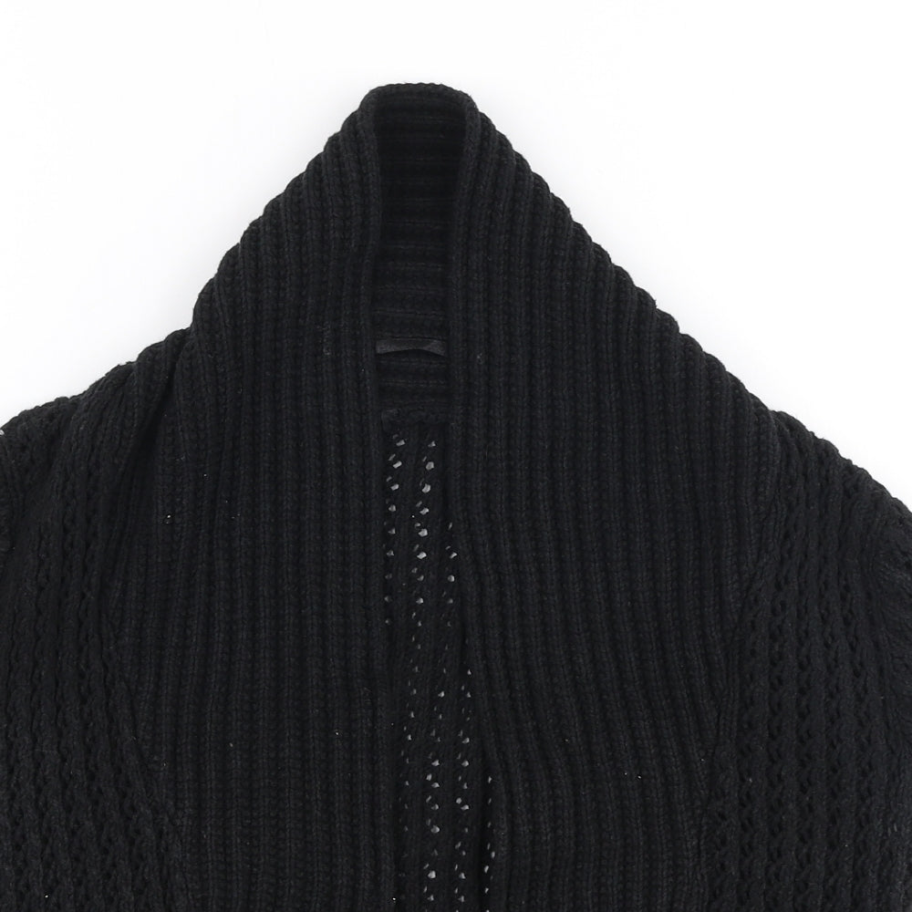 H&M Womens Black V-Neck  100% Cotton Cardigan Jumper Size XS
