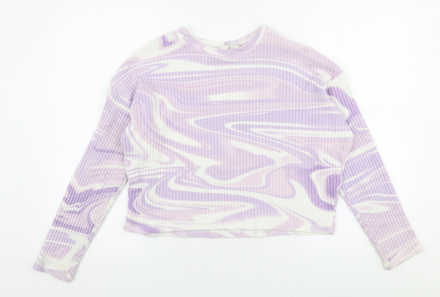 H&M Girls Purple Round Neck  Viscose Pullover Jumper Size 13-14 Years  Pullover