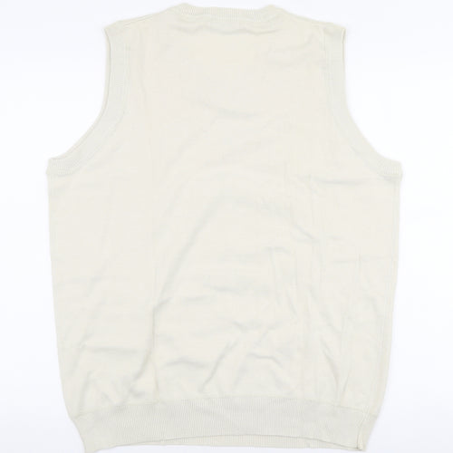 Precision Mens Ivory V-Neck  Cotton Vest Jumper Size L