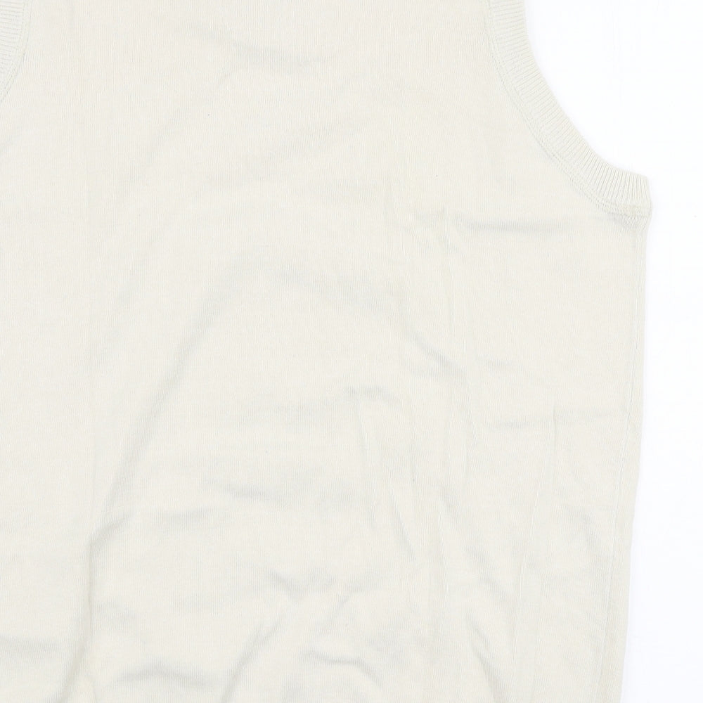 Precision Mens Ivory V-Neck  Cotton Vest Jumper Size L