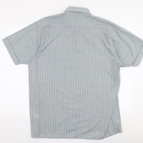 Originals Mens Blue Plaid Polyester  Button-Up Size L Collared Button