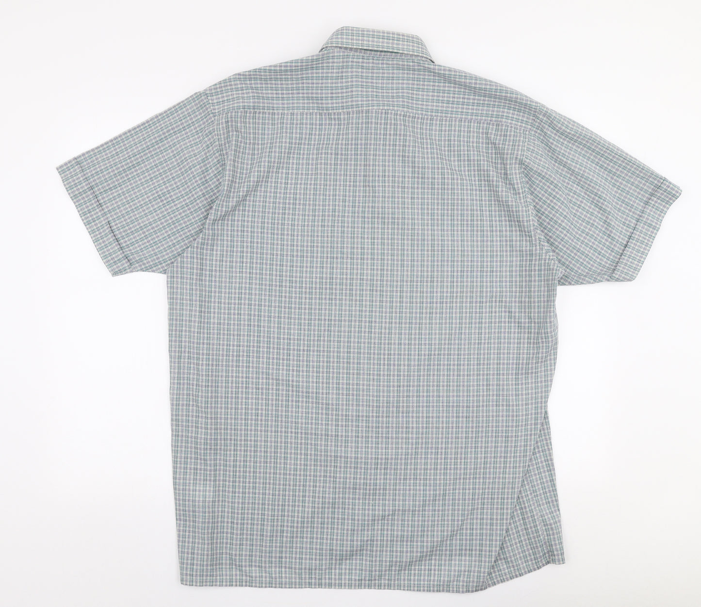 Originals Mens Blue Plaid Polyester  Button-Up Size L Collared Button