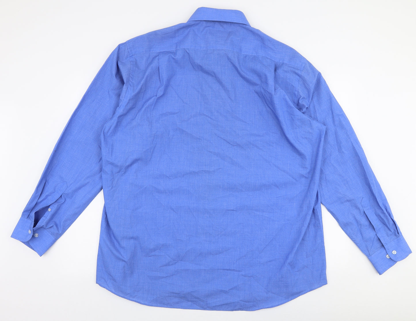 Primark Mens Blue  Polyester  Dress Shirt Size 17.5 Collared Button