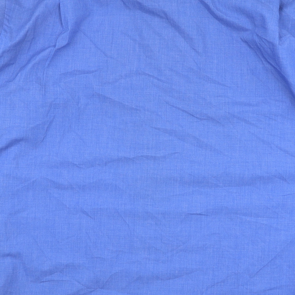 Primark Mens Blue  Polyester  Dress Shirt Size 17.5 Collared Button