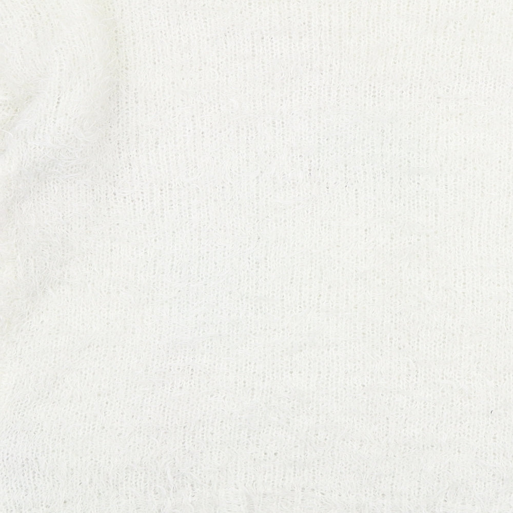 New Look Womens White Round Neck  Polyester Pullover Jumper Size 12   - Christmas Bow