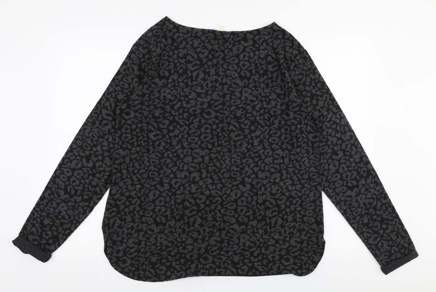 H&M Womens Grey Round Neck Animal Print Polyester Pullover Jumper Size M